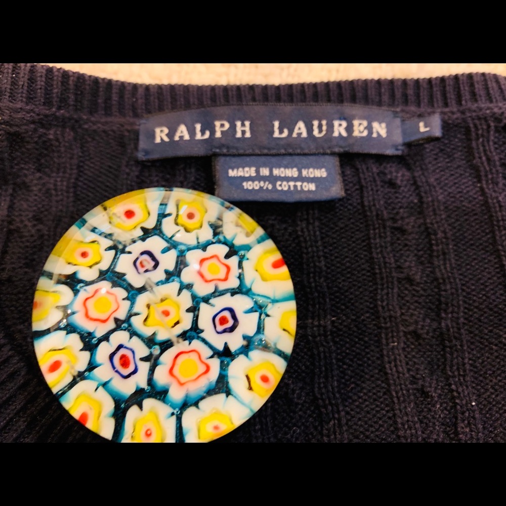 RALPH LAUREN navy twinset tank and cardigan navy